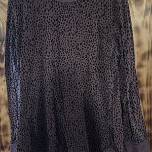 Leopard Print Long Sleeve Top - Brown